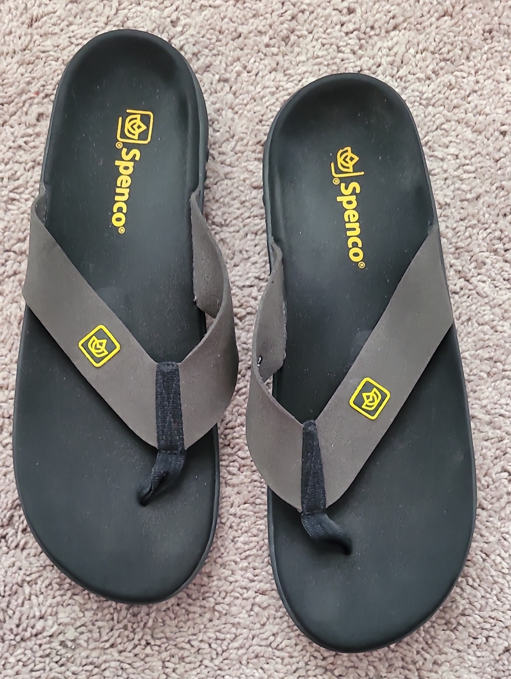 Spenco Brown & Black Flip Flops